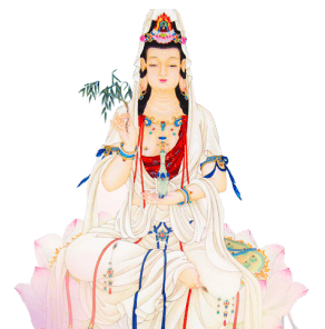 观音灵签问前程大吉之兆标题，可以总结为观音菩萨灵签，前程大吉，坚定信念勇往直前的标题。插图