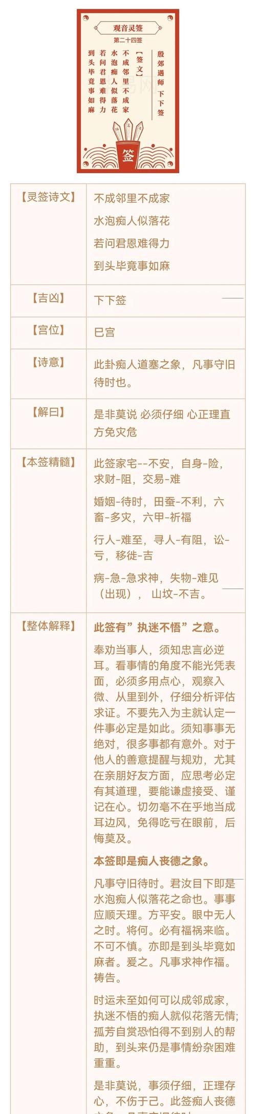 观音灵签详解，坚持与机遇并存插图