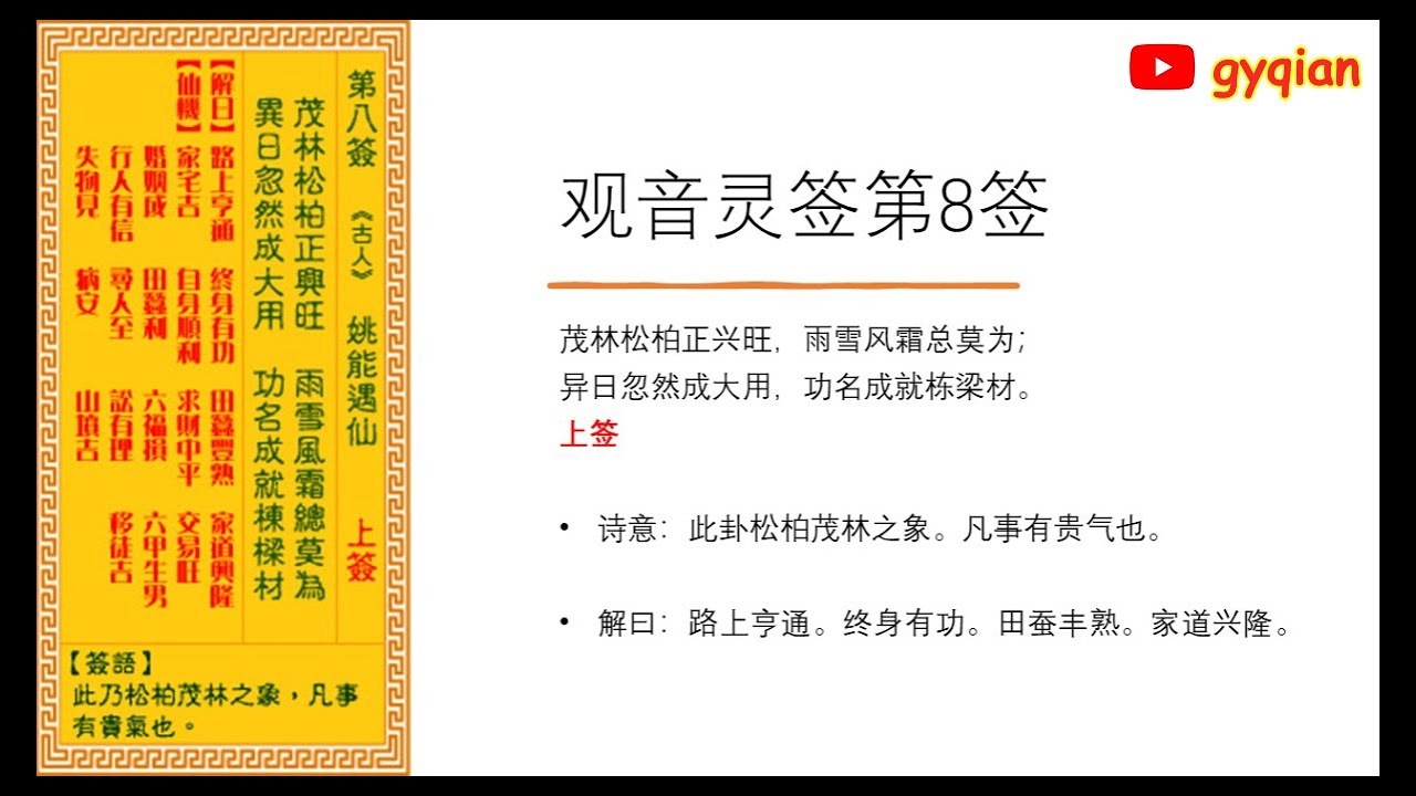 观音灵签，吉凶宫位解签插图