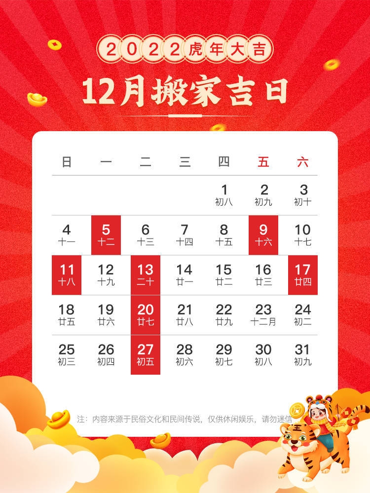 黄道吉日查询2022年12月份插图 黄道吉日查询2022年12月份插图