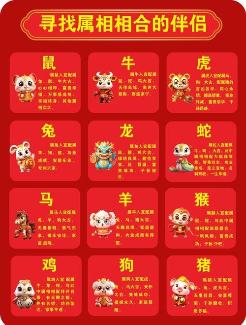 婚姻配对解析与最佳属相组合，鼠配龙兔猴，牛配虎鸡蛇鼠等。插图