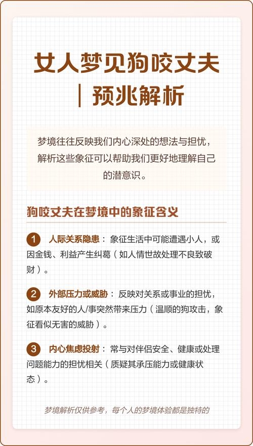 女人梦见狗咬预示事业提升与人际紧张提醒梦境解析。插图