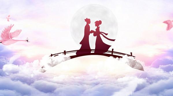 七夕节，爱情与浪漫的象征插图