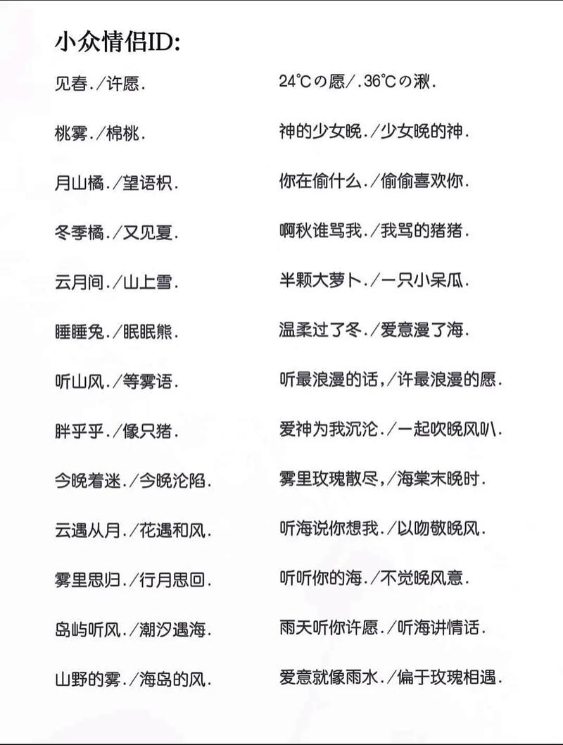 情侣网名一男一女插图