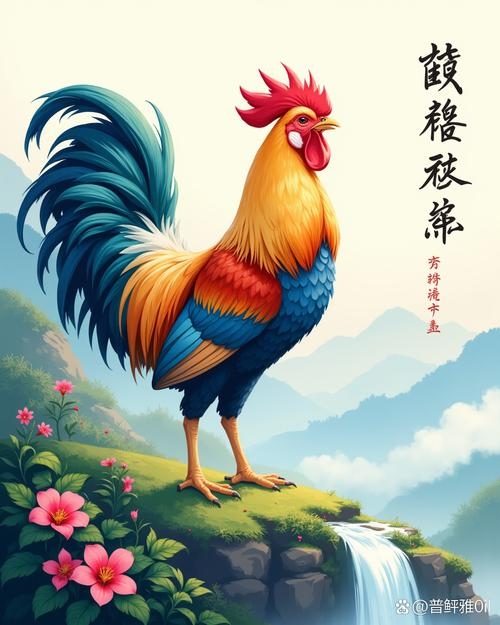 司晨报晓指生肖鸡，寓意新一天开始。插图