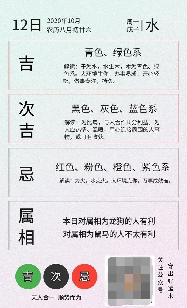 五行穿衣指南，2021年10月12日的穿搭建议插图