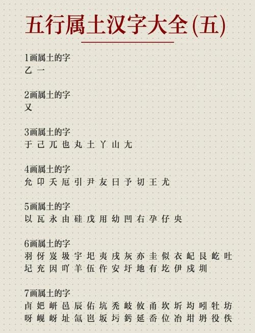 五行中土字旁的字解析及属土的汉字列表插图