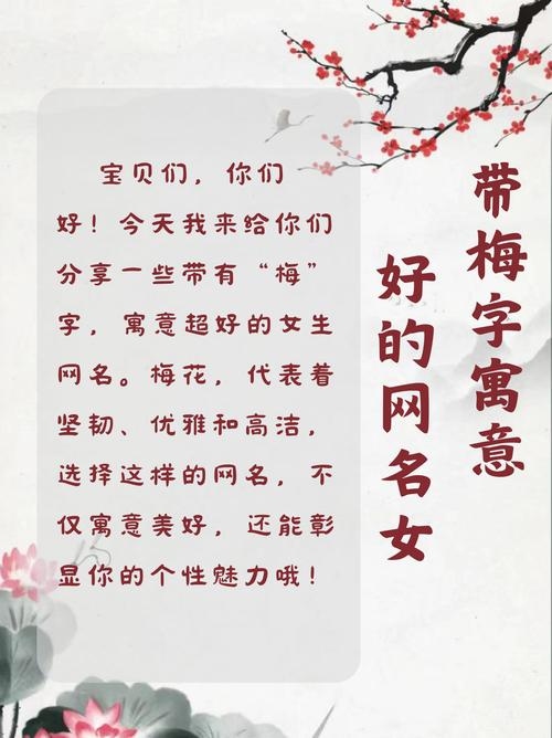 适合四十岁女性的气质微信名字推荐，墨梅幽香、琴瑟和鸣、红袖添香。这些名字都蕴含着优雅与内涵，完美符合成熟女性对自我表达的需求。插图