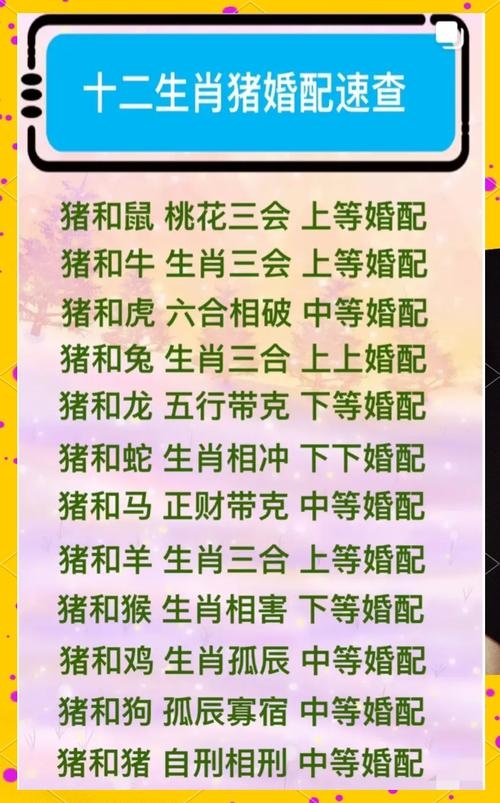 猪年婚配表及属相分析插图