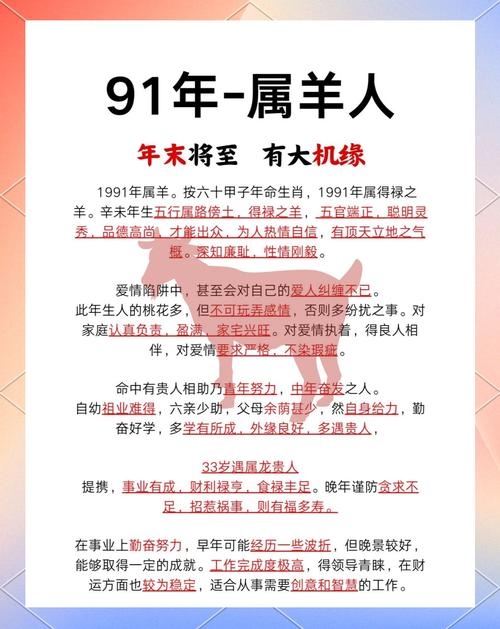 羊年详解，包括1919、1931等年份，属羊者性格温和善良，建议，全面解析羊年历史与特点 或者 羊年出生者的性格特点与历年对照。插图