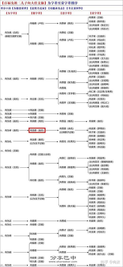 向氏家族辈分排行插图