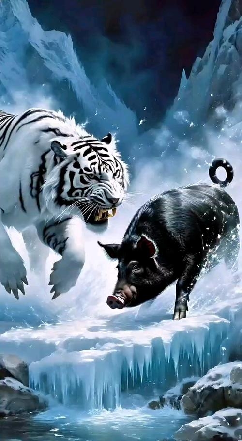 凶相毕露与生肖虎。插图