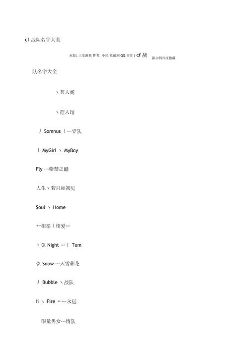 CF队名大全及英文缩写指南，从霸气剑皇到创新团队名称建议插图