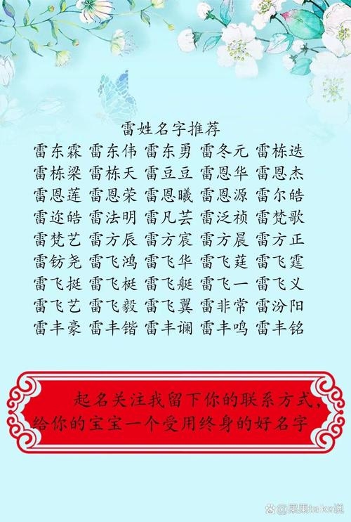 姓雷家族群温馨名字推荐插图