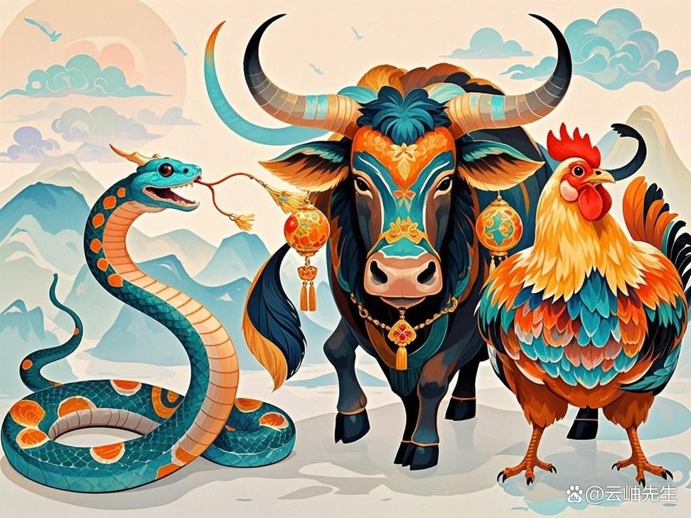 锦绣前程的生肖是牛、鸡和蛇。插图