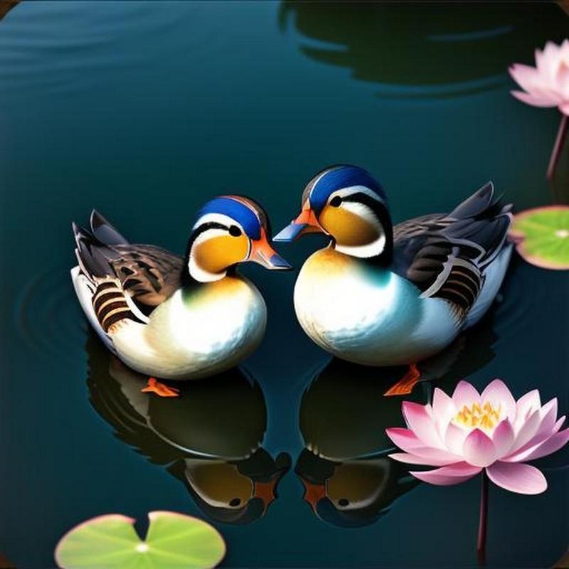 鸳戏双生情意浓。插图