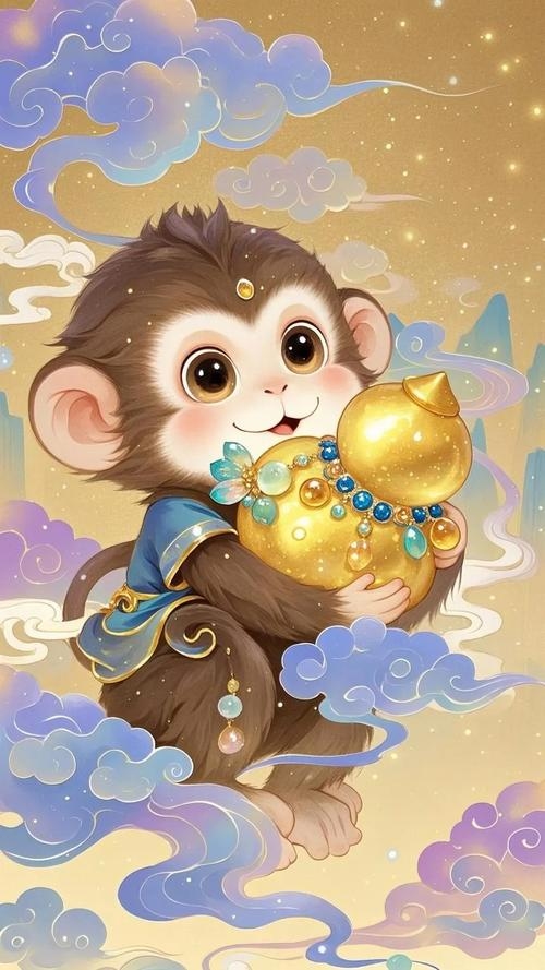 童心未泯代表生肖猴，活泼好动、好奇心旺盛。插图