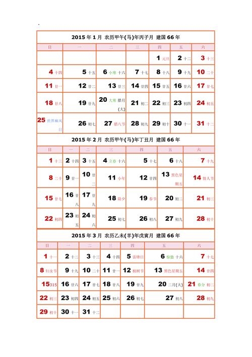 2015年日历规律解析插图