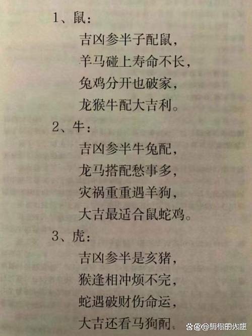 属鼠男/女的最佳婚配属相，龙、猴、牛大吉，心心相印，富贵幸福，万事易成功。其他属相较次之，忌马、兔、羊。插图