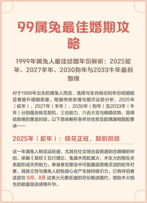 1999年属兔最佳婚配年龄插图