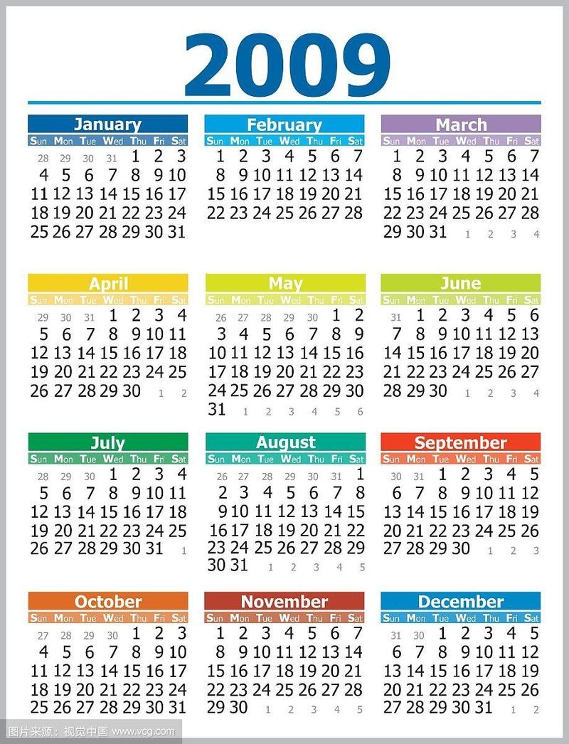 2009年日历与节日概览插图