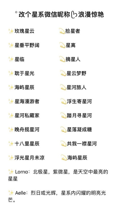 2023年最火微信昵称精选，梦幻星空，深邃神秘，浪漫诗意。，破碎流年，怀旧伤感，时光荏苒。，微笑向暖，积极向上，阳光心态。插图