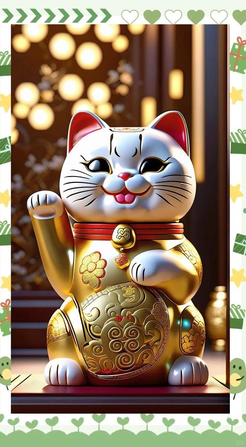 招财猫，左手招财，右手招福插图