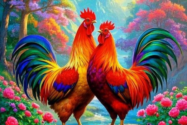 两雄相争生肖鸡-红迪亚