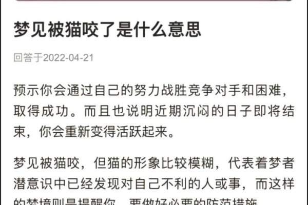 梦见猫咬我，多梦解析与预兆-红迪亚