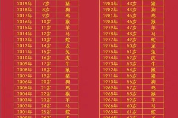 2019生肖图解及年龄对照表-红迪亚