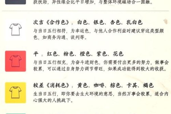 2021年8月五行穿衣指南今日大吉颜色，灰色、蓝色、黑色，穿着这些颜色最为吉利。根据当日五行属性推荐搭配白色、杏色等金属色彩服饰。，明日次吉颜色，银色、乳白色、金色等同样适宜选择，但需避免米色、咖啡色、棕色和黄色等不宜颜色。，注意事项，在特定日期中应结合个人出生年月日的五行情况来决定适合的穿搭颜色。-红迪亚