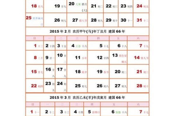 2015年日历规律解析-红迪亚