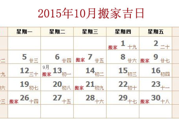 2015年黄历吉日搬家指南-红迪亚