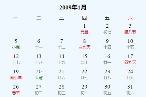 2009年农历日历解析-红迪亚