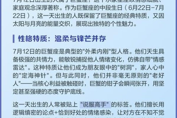 7月12日,巨蟹座生日特性-红迪亚